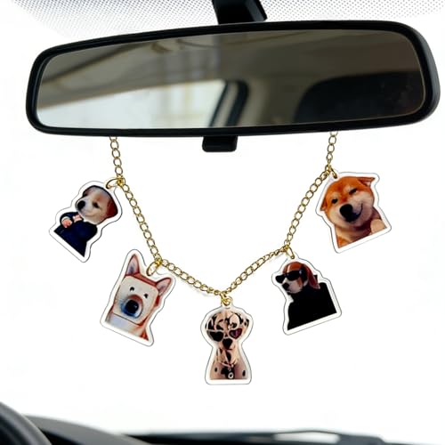 Dog Rearview Car Mirror Charm Chain Accessorie,Gold Rearview Charms,Cars Rear View Hanging Pendant Ornament,Dog Gifts for Women Men Mom Dogs Love Cute Car Interior Decor Auto Decorations - color: Dog