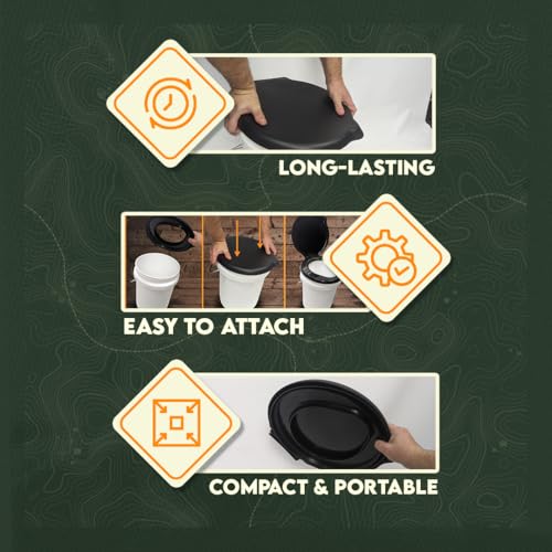 SE Portable Black Plastic Toilet Seat Lids, Fits a 5 Gallon Bucket, Great for Camping, Outdoor Activities, or for Emergencies