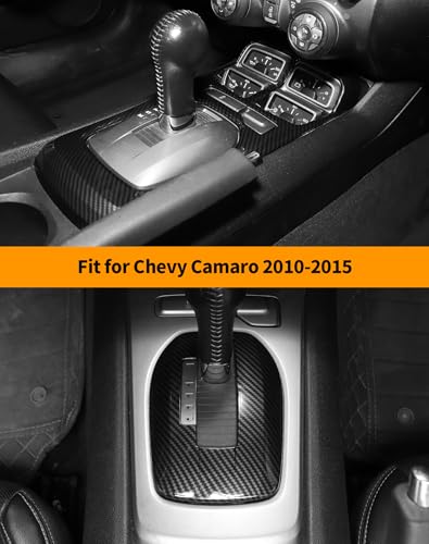 Hoolcar 2PCS Center Console Gear Shift Panel Cover Trim Kit Interior Accessories for Chevy Camaro 2010-2015, Carbon Fiber - color: Carbon Fiber