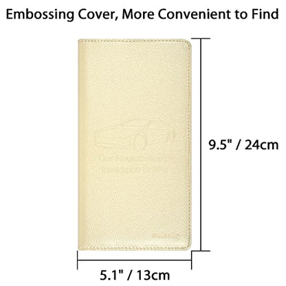 Car Insurance and Registration Holder, 9.5 x 5 Inch PU Leather Vehicle Glove Box Organizer Wallet Case for Insurance Card, Driver License, Paperwork - Champagne - color: Champagne