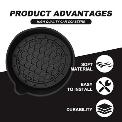 4-Pack Universal Cup Holder Coasters, Black Silicone Inserts - Keep Your Car Clean with Non-Slip & Spill-Proof Coasters for All Vehicles (Black) - color: Black