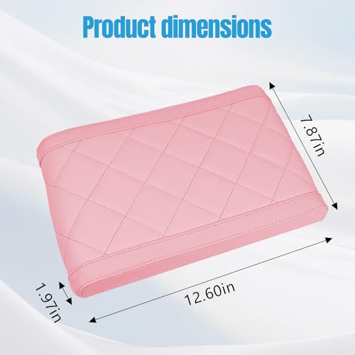 Hovom Car Center Console Armrest Pillow, 12.6"×7.87"×1.97" Leather Arm Rest Cover for Cars, Soft Comfortable Auto Armrest Cushion Pad, Vehicle Middle Console Cover, Car Accessories (Pink) - color: Pink