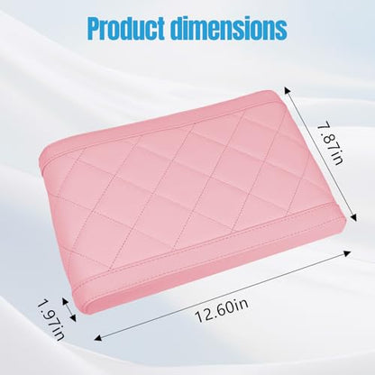 Hovom Car Center Console Armrest Pillow, 12.6"×7.87"×1.97" Leather Arm Rest Cover for Cars, Soft Comfortable Auto Armrest Cushion Pad, Vehicle Middle Console Cover, Car Accessories (Pink) - color: Pink