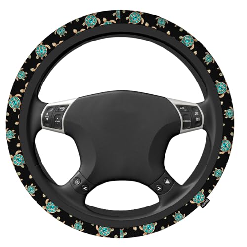 Swono Turtle with Stones Blue Car Neoprene Steering Wheel Cover Jewelry in The Form of A Turtle with Blue 15 Inch Anti-Slip Wheel Wrap Case Protector for SUV Sedan Vans Trucks - color: multi-051