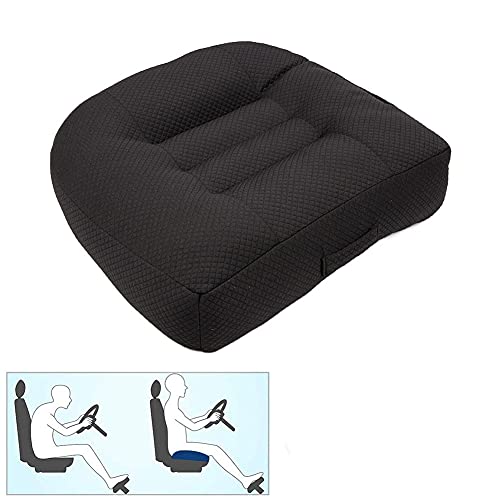 Srutirbo Car Booster Seat Cushion Raise The Height for Short People Driving Hip (Tailbone) and Lower Cack Fatigue Relief Suitable for Trucks, Cars, SUVs, Office Chairs, Wheelchairs (Pure Black) - color: Pure Black