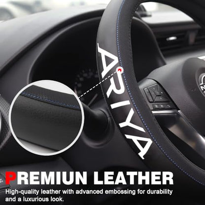 XITER Leather Steering Wheel Cover for Ariya 2023-2025,with Ariya Logo - color: Ariya 2023-2025,With "Ariya " LOGO