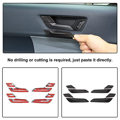 Aunginsy 8Pcs Car Inner Door Handle Switch Panel Trim Cover Compatible with Ford Maverick 2022-2025 Pickup Front Rear Door Handle Bowl Frame Panel Protector Decorative Sticker ABS Interior Accessories - color: Carbon Fiber Pattern