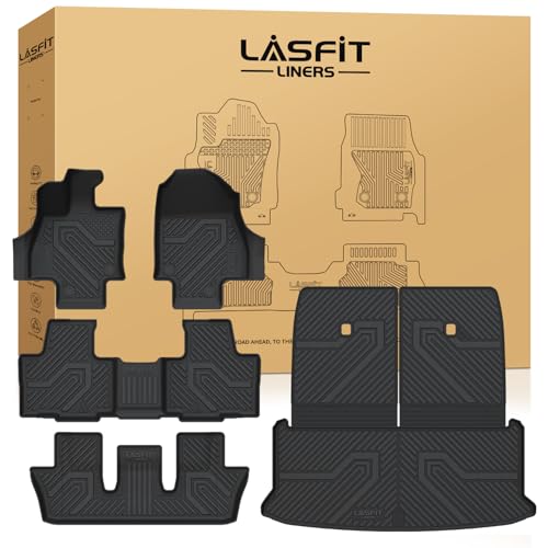 LASFIT Floor Mats&Trunk Mat&Backrest Mat for Lexus TX/TX350/TX500h/TX550h+ 2024 2025 2026, TPE All Weather Floor Liners for Lexus TX 350, 3Row&Cargo Mat for Tx Car Mats(Cargo Mat Fit with Subwoofer - size: 2024-2026|For Lexus TX|Floor&Trunk Mats