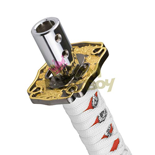 JDMBESTBOY Samurai Sword White Red Shift Knob Shifter Alloy Katana Adapters Universal 20cm - color: White Red, size: 20cm