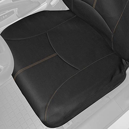 Motor Trend SpillGuard Waterproof Car Seat Covers, Front and Rear Full Set (Beige Stitch) – Neoprene Seat Protectors with Extended Bench Side Coverage for Auto, Truck, Van, and SUV - color: Beige Stitching