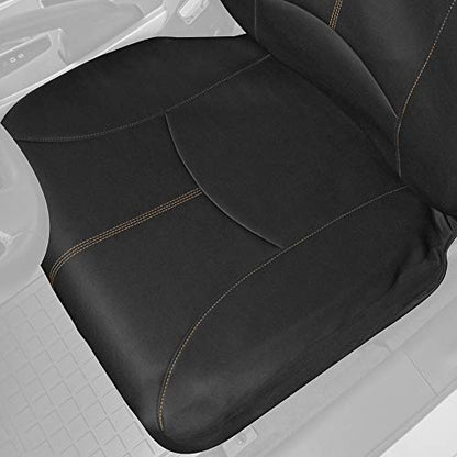 Motor Trend SpillGuard Waterproof Car Seat Covers, Front and Rear Full Set (Beige Stitch) – Neoprene Seat Protectors with Extended Bench Side Coverage for Auto, Truck, Van, and SUV - color: Beige Stitching