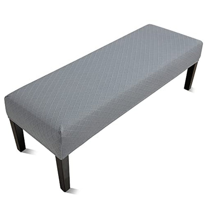 Fuloon Stretch Jacquard Dining Bench Cover - Anti-Dust Removable Bench Slipcover Washable Seat Cushion Protector for Bedroom, Kitchen, Hotel, Banquet (Light Gray) - color: Light Gray