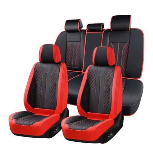 FLORICH Car Seat Covers Front Seats and Back Faux Leather Seat Cover Waterproof Seat Covers Car Seat Cushion 5 Seats Car Seat Protector Universal Fit for Most Cars SUV Trucks, Black&Red - color: Black&Red, size: FullSet