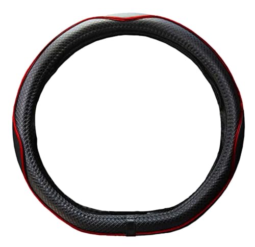 Mayco Bell Flat Bottom Steering Wheel Cover Anti-Slip,Safety,Soft,Breathable,Durable,Full Surround,Comfortable Grip Microfiber Leather (D-Shape,Black Red) - color: Black Red, size: D Shape
