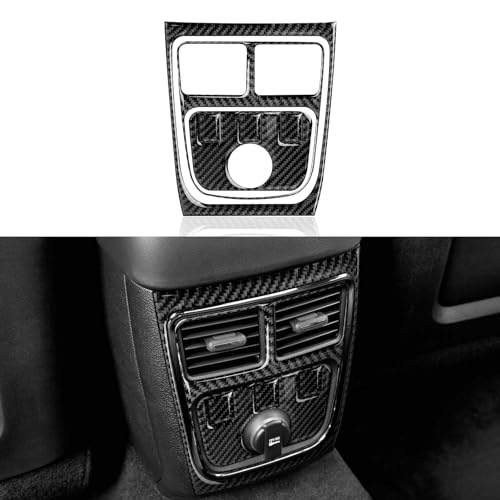 Car Rear A/C Outlet Vent Armrest Box Decals for 2011-2014 Dodge Charger/Chrysler 300 Accessories Carbon Fiber Interior Stickers (Without USB) - color: Rear Center Console-b