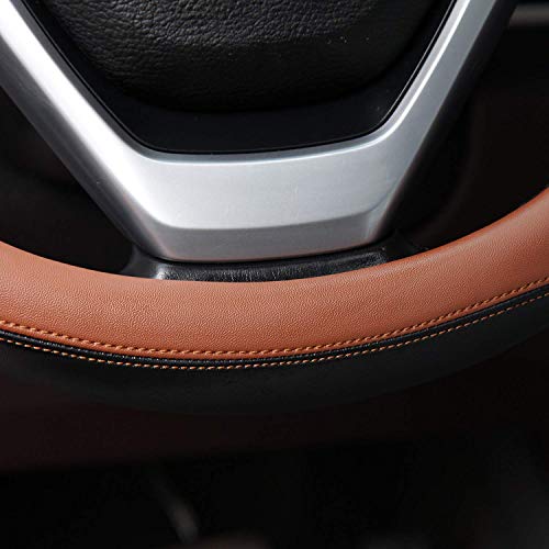 Valleycomfy Microfiber Leather Steering Wheel Cover Large-Size for F150 F250 F350 Ram 4Runner Tacoma Tundra Range Rover Model S X with 15 1/2 inches-16 inches Outer Diameter (Brown) - color: Brown, size: Large Size[15.5"-16"]