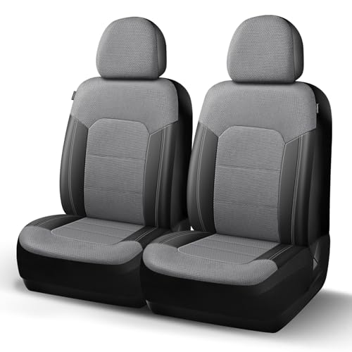 HChengkikz Seat Covers Front Seat, Air Mesh and Faux Leather Car Seat Covers, Seat Covers Airbag Compatible, All Season Comfort Protection for Most Cars, Sedan, Truck, SUV (Black Gray) - color: N812 Black Gray, size: Front Seat