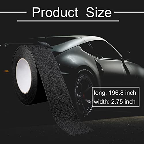 Ajxn Anti-Slip Car Door Entry Guard, 16.4FT DIY Adhesive Car Door Sill Protector, Car Paints Protector Sticker Cover Also Prevent from Scuffs, Scratches, or Damage, Textured Black (16ft x 7cm)