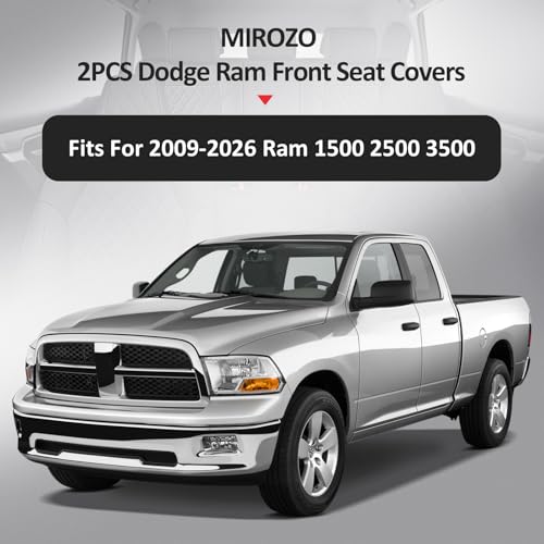 MIROZO Front Ram Seat Covers, 2PCS Waterproof Truck Seat Covers Leather Car Seat Protector Compatible with 2009-2026 RAM 1500/2500/3500 Crew Quad Cab Pickup Cushions (2 PCS Front,Black and Blue) - color: Black And Blue, size: 2PCS Front