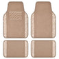 CAR PASS Bling Car Mats Shining Diamond Carpet Crystal Rhinestones Sparkly Glitter Floor Mats with Anti-Slip PVC Heel Pad Universal Fit for Automotive SUV, Sedan, Car, Van, 4pcs for Girl Women, Beige - color: Beige