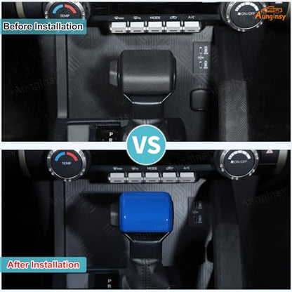 Aunginsy Car Gear Shifter Hand Brake Cover Trim Compatible with Toyota Tacoma 2024 2025 2026 & 4Runner 2025 2026, Automatic Center Console Gear Shift Head Knob Scratch Protector Cover ABS Accessories - color: Blue(A)