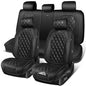 CAR PASS Luxury Nappa Leather Car Seat Covers Full Set, 3D Rhombus Waterproof Premium Leather Seat Covers, Universal Automotive Seat Cushion Fit for Sedan SUV Truck Van, Airbag Compatible Solid Black - color: Black