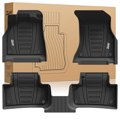 3W Floor Mats Custom Fit for Audi Q5 SQ5 2018-2025(Include Q5/SQ5 Sportback 2021-2025), All-Weather TPE 1st & 2nd Row Odorless Car Liners for Audi Accessories