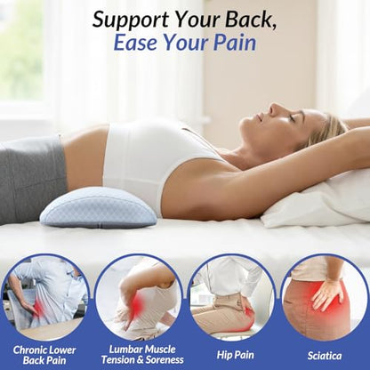 ZIKEE Inflatable Lumbar Support Pillow for Bed with Customized Lower Back Pain Relief & Support, Memory Foam Back Support for Side & Back Sleeping, Bed Pillow for Driving, Resting, Breathable Cover