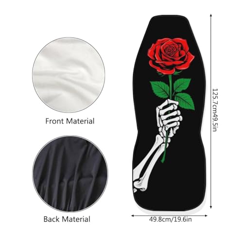 Pehede Car Seat Cover Skeleton Hand Holding Red Rose Front for Cars, Easy to Install Cover Set, Accessories Auto Trucks Van SUV,2 Packs - color: Multi34