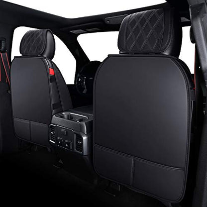 Full Set Car Seat Covers Custom Fit 2009-2026 Ford F150 Crew Cab and 2017-2026 F250 F350 F450 Super Duty Pick-up Truck, Automotive Vehicle Cushion Cover with Waterproof Leather (Black)