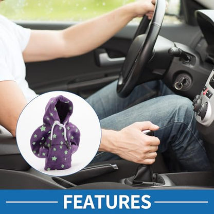 Universal Shift Knob Cover Star Glow in the Dark Pattern Gearstick Hoodie Shifter Lever Knob Hoodie for Car RV Truck SUV Fabric Purple - color: Purple