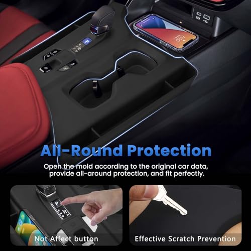 Autorder Silicone Center Console Organizer&Cup Holder for 2022-2025 2026 NX 250/350/350H/450H Accessories Seat Gap Storage Box with Cup Holder Insert Tray Anti-Scratch Gear Shift Panel Trim Cover - size: 2022-2026 NX 250/350/350h/450h