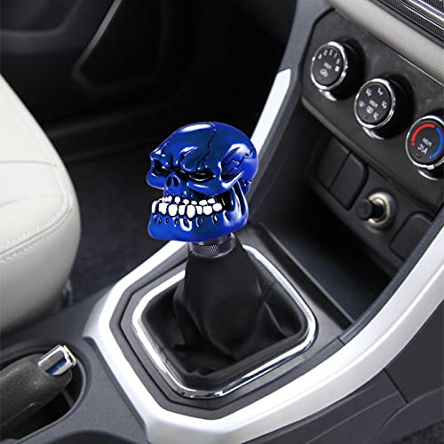 Skeleton Shifter Knobs Skull Gear Lever Handle Car Shift Head Fit Most Manual Automatic Transmission, Blue - color: Blue