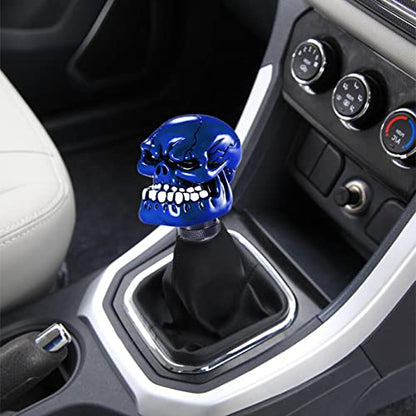 Skeleton Shifter Knobs Skull Gear Lever Handle Car Shift Head Fit Most Manual Automatic Transmission, Blue - color: Blue