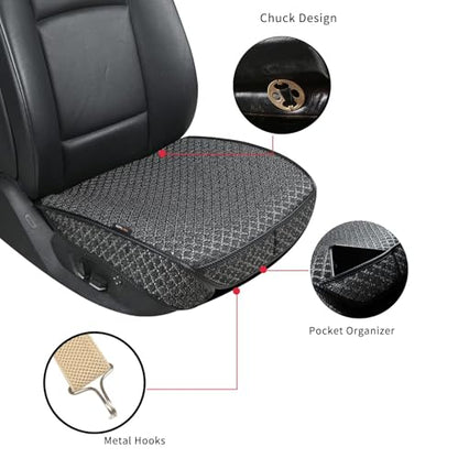1 Pack Bottom Car Seat Cover with Storage Pocket，Breathable Car Seat Protector，Luxury Front Seat Cover，Anti-Skid Four Seasons General, fits Most Vehicles.(Black,1PC) - color: Black-Front-1pc