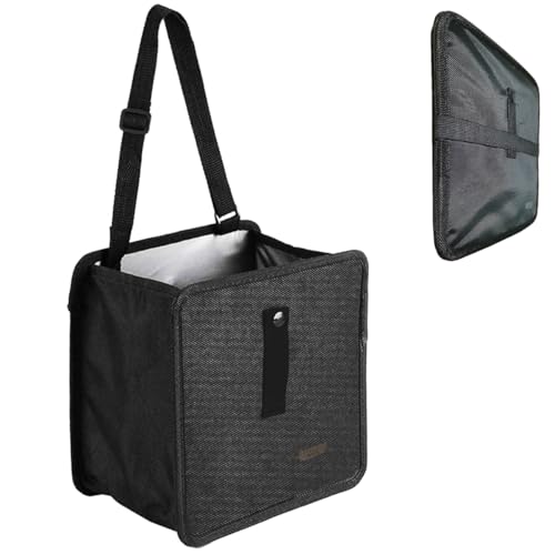 Car Trash Can Hanging Leak-Proof Organizer Waterproof Garbage Can Large Capacity Multipurpose Trash Bin for Car (Black)