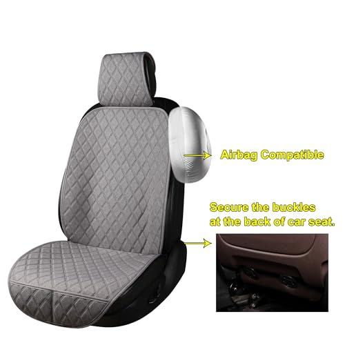 ENOGE Front Car Seat Covers, Linen Car Seat Cover, Driver Seat Protector with Soft & Breathable Cloth Fabric for All Seasons Universal Fits Most Automotive, Van, SUV, Truck (Gray, 2 Front) - color: Linen-Gray-4