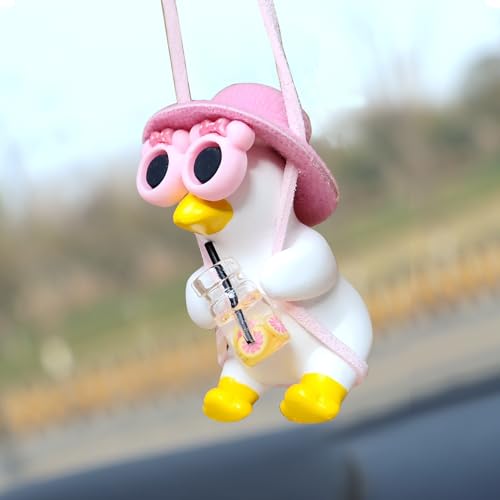 Rear View Mirror Hanging Accessories of Swinging Duck Cool Swinging Duck Car Hanging Ornament Pendant Interior Rearview Mirror Decoration (Fruit Juice) - color: Car Hanging Duck Fruit Juice