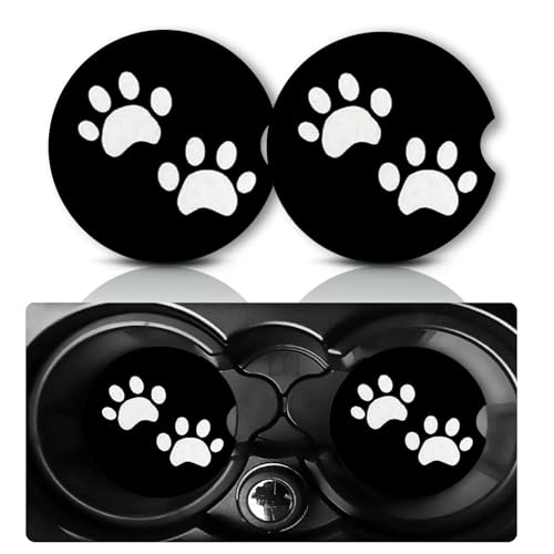 Car Coasters for Cup Holders,2 PCS Universal Non-Slip Dog Paw Print Car Coasters,2.75" Rubber Mat,Dog Paw Cars Accessories Cup Drink Holder Coaster Decor Dogs Loves Gifts for Women,Men,Mom - color: Dog Paw Print
