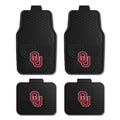 Fanmats University of Oklahoma Sooners Set of 4 Car Mats for Cars, SUV, Pickups - All Weather Protection, Deep Reservoir Design, Universal Fit - 3D NCAA Team Logo - 29”x17” Front - 14”x 17” Rear Mat