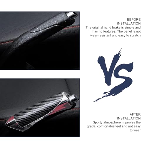 Car Handbrake Cover, Sporty Parking Handbrake Decorative Sleeve, Anti-scratch Non-slip Grip Protective Cover, Self-adhesive Interior Accessory for Most Cars (Carbon Fiber Black)