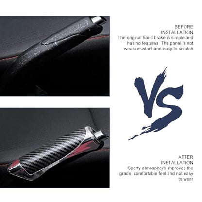 Car Handbrake Cover, Sporty Parking Handbrake Decorative Sleeve, Anti-scratch Non-slip Grip Protective Cover, Self-adhesive Interior Accessory for Most Cars (Carbon Fiber Black)