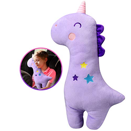 Farochy Unicorn Seat Belt Pillow Kids Unicorn Seat Belt Cover, Car Pillow for Kids, Vehicle Shoulder Pads, Seatbelt Strap Pillows Children, Animal Travel Pillow (Purple)