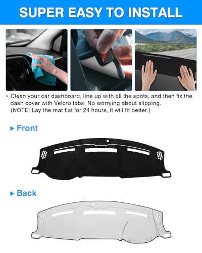 Autorder Dashboard Cover Mat for 2009 2010-2018 Dodge Ram 1500 2500 3500 Accessories Dash Cover Flannel Dash Mat Sunshade Glare UV Rays Protector (Without Hud) - size: Black 2009-2018 Dodge Ram