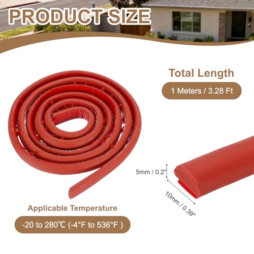 uxcell 3.28 ft Foam Backer Rod, 0.39" x 0.2" D-Shaped Solid Joint Filler, Foam Seal Strip for Caulk Saver, Rope Caulk Cement Crack Filler, Red - size: 3.28 ft x 0.39" x 0.2"