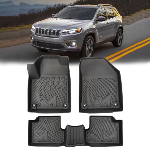TPE Automotive Floor Mats Custom for 2016-2023 Jeep Cherokee (Not for Grand Cherokee), All Weather Cover Protection Waterproof Black Floor Liner Front & Rear Row Full Set Car Mats, 3PCS - size: 3PCS (2Row), style: For 2016-2023 | Jeep Cherokee(Not for Gra