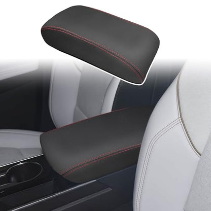 ramuel Compatible with Center Console Armrest Cover Pad PU Leather Arm Rest Covers Mat Middle Console Cover Lid Protector Pad for Chevrolet/Chevy Equinox LT/ACTIV/RS 2024 2025 (Red Line)