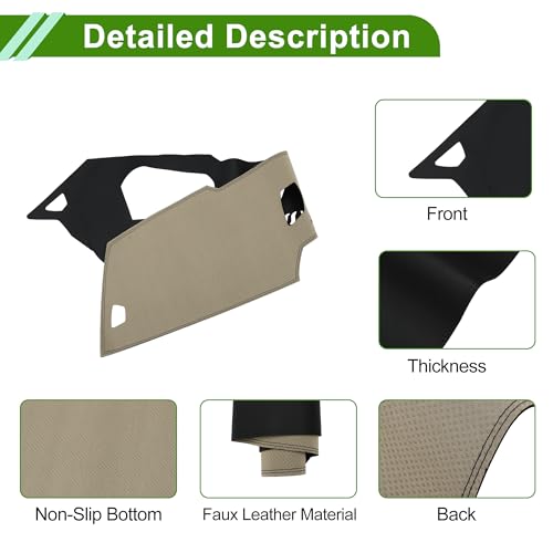 Faux Leather Dashboard Cover for BMW 5 Series with HUD 2018-2023 with Hud Dashboard Mat Anti-Slip Sun UV Heat Shield Protection Black 1 Pc - size: with HUD