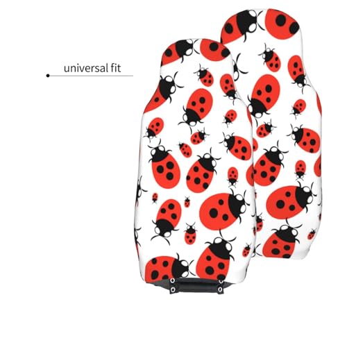 Red Ladybug Front Seat Covers 2 Pack, Vehicle Seat Protector Car Mat Covers, Fit Most Bucket Seats - color: Red Ladybug