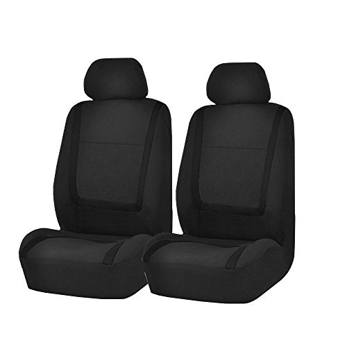 FH Group Car Seat Covers Front Set in Cloth for Low Back Car Seats with Removable Headrest, Universal Fit, Automotive Washable for SUV, Sedan, Van Black - color: Black, size: Front Set